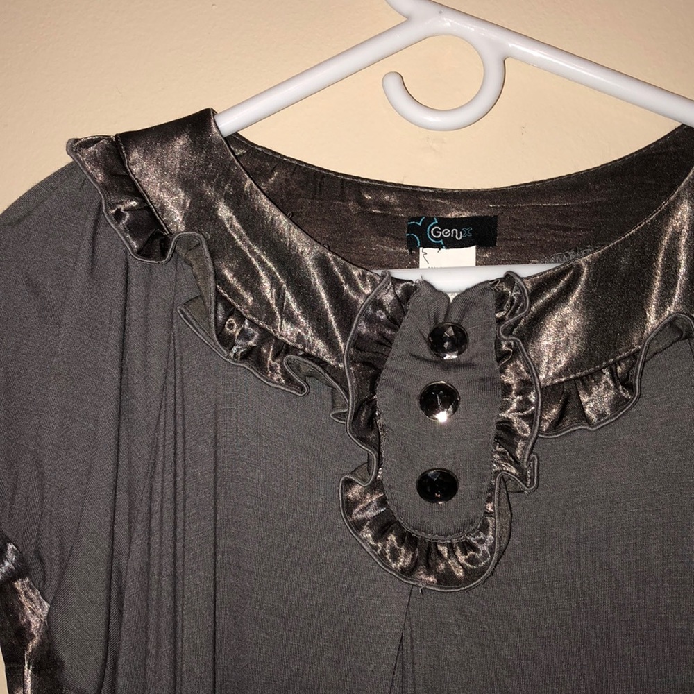3 faux button grey dress.